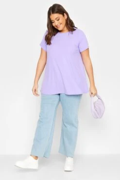 YOURS Curve Lavender Purple Ribbed T-Shirt
