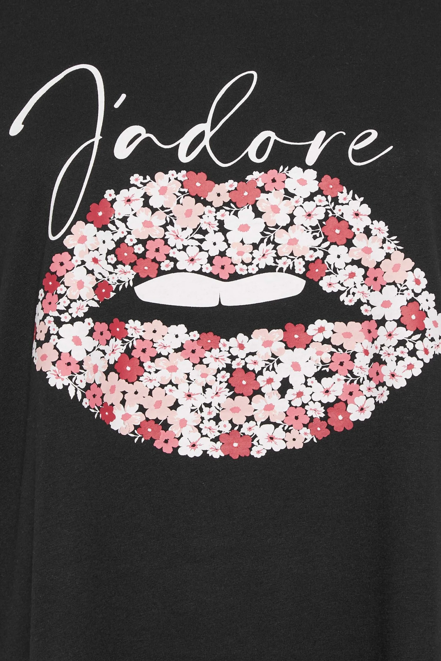 YOURS Curve Black 'J'adore' Slogan Lips Foil Print T-Shirt 6 YOURS Curve Black 'J'adore' Slogan Lips Foil Print T-Shirt - Image 4