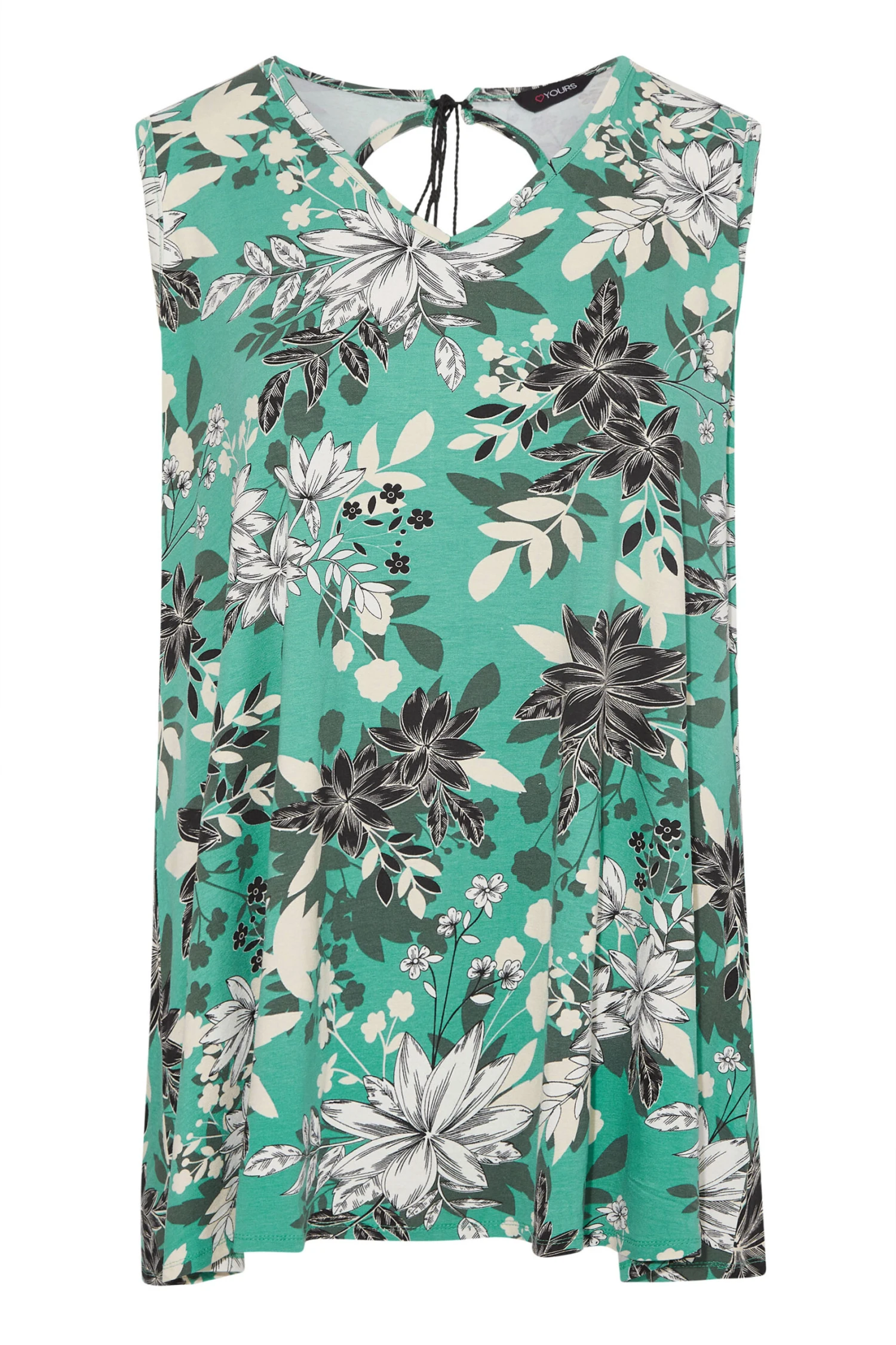 YOURS Curve Green Tropical Tie Back Vest Top 7 YOURS Curve Green Tropical Tie Back Vest Top - Image 5