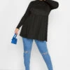 LIMITED COLLECTION Curve Black Peplum Lettuce Hem Top -Plus Size Apparel Shop 82676003 8eda 43 215085 B