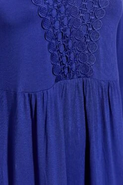 YOURS Curve Blue Crochet Trim Long Sleeve Tunic Top -Plus Size Apparel Shop 8332b188 c48f 4b 320340 Z