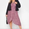 YOURS LONDON Curve Pink Dalmatian Print Midi Wrap Dress 1 YOURS LONDON Curve Pink Dalmatian Print Midi Wrap Dress -Plus Size Apparel Shop 83b2ff69 84a7 43 161230 B