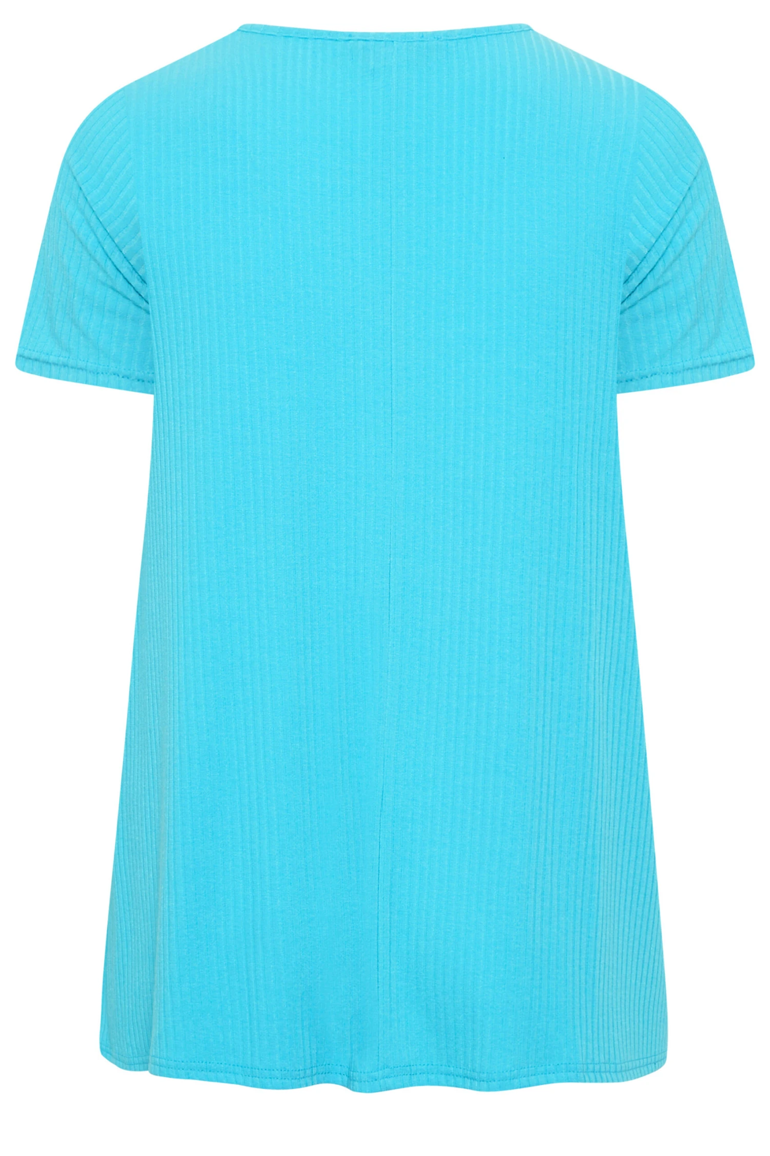 YOURS Curve Aqua Blue Ribbed T-Shirt 7 YOURS Curve Aqua Blue Ribbed T-Shirt - Image 5