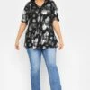 YOURS LUXURY Curve Silver Floral Foil Print Top