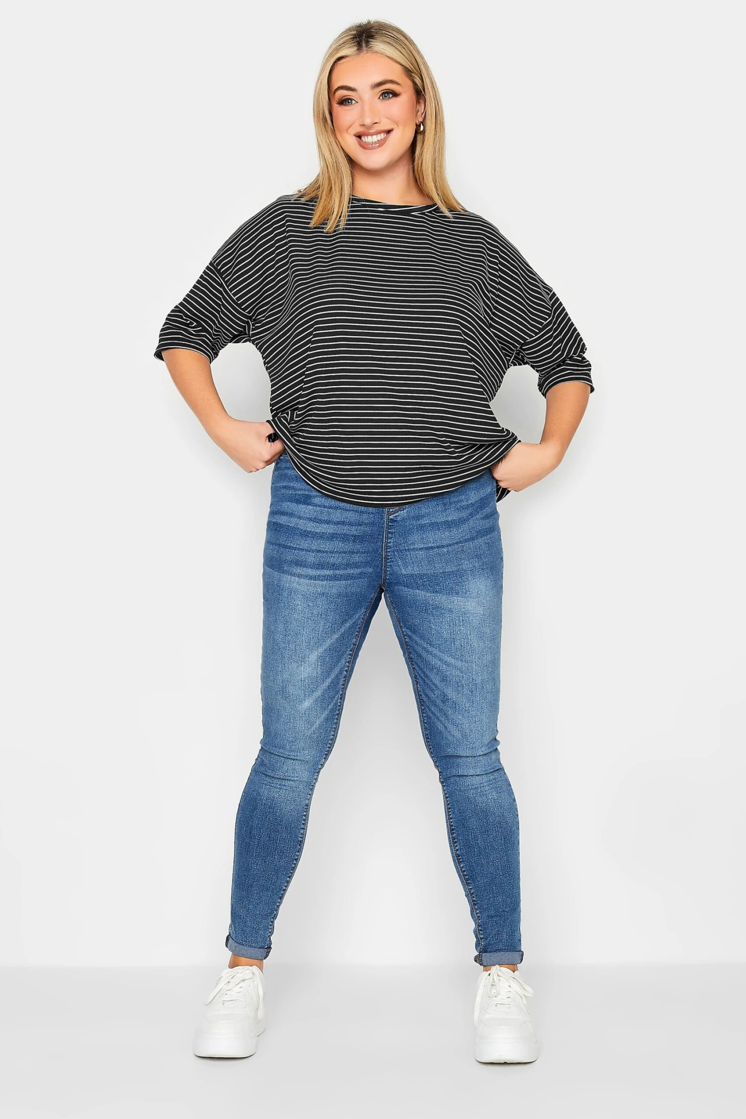 YOURS PETITE Curve Black Stripe T-Shirt 3 YOURS PETITE Curve Black Stripe T-Shirt