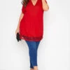 YOURS Curve Red Crochet Detail Peplum Tunic -Plus Size Apparel Shop 868a718f f9bb 44 191901 B