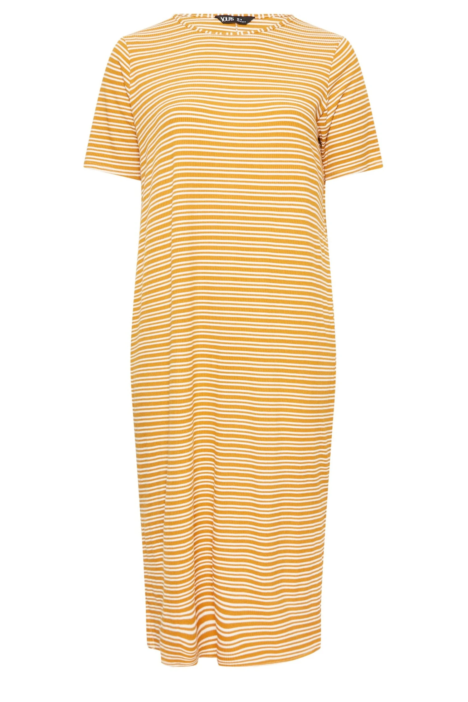YOURS Curve Orange Stripe Print Maxi T-Shirt Dress 6 YOURS Curve Orange Stripe Print Maxi T-Shirt Dress - Image 4