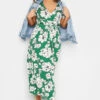 YOURS Curve Green Floral Wrap Dress