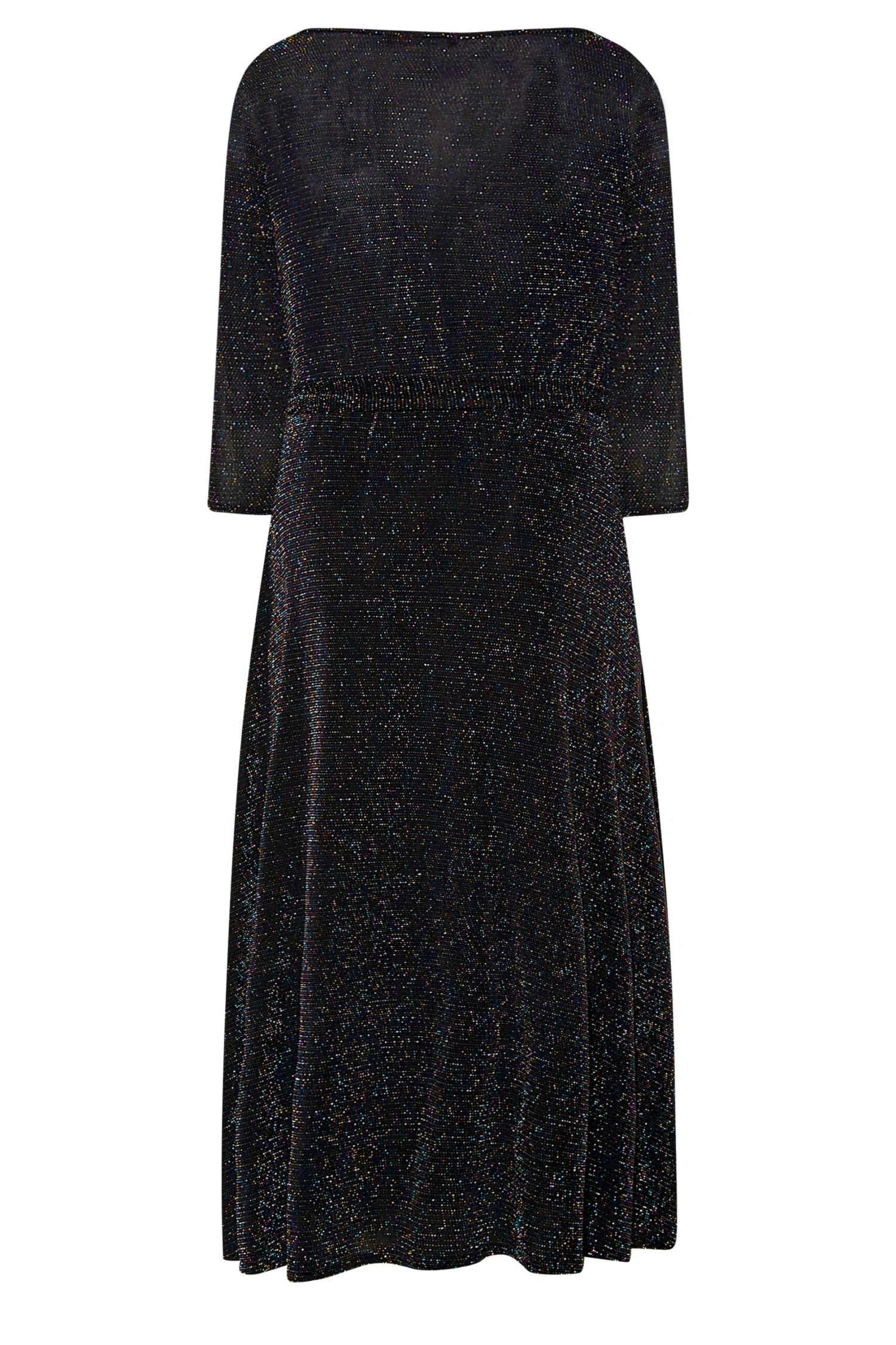 YOURS LONDON Curve Black & Rainbow Glitter Wrap Dress 8 YOURS LONDON Curve Black & Rainbow Glitter Wrap Dress - Image 6