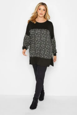 YOURS Curve Black Floral Print Long Sleeve Top -Plus Size Apparel Shop 887afbce 1702 41 301530 C