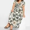 YOURS Curve White Tropical Leaf Print Wrap Dress -Plus Size Apparel Shop 8888f002 ca51 41 301990 B