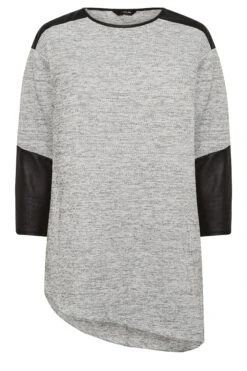 YOURS Curve Grey & Black Soft Touch Faux Leather Top -Plus Size Apparel Shop 88a3f2b2 55f8 46 301509 X