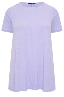 YOURS Curve Lavender Purple Ribbed T-Shirt -Plus Size Apparel Shop 88bd83b0 50fe 48 320698 X