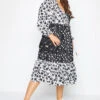 LIMITED COLLECTION Curve Black & White Floral Wrap Dress