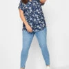 YOURS Curve Navy Blue Floral V-Neck Shirt -Plus Size Apparel Shop 8ae40e6f 6409 42 320962 B