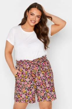 YOURS Curve Black Floral Print Paperbag Waist Shorts -Plus Size Apparel Shop 8b516189 82f0 4f 144801 A
