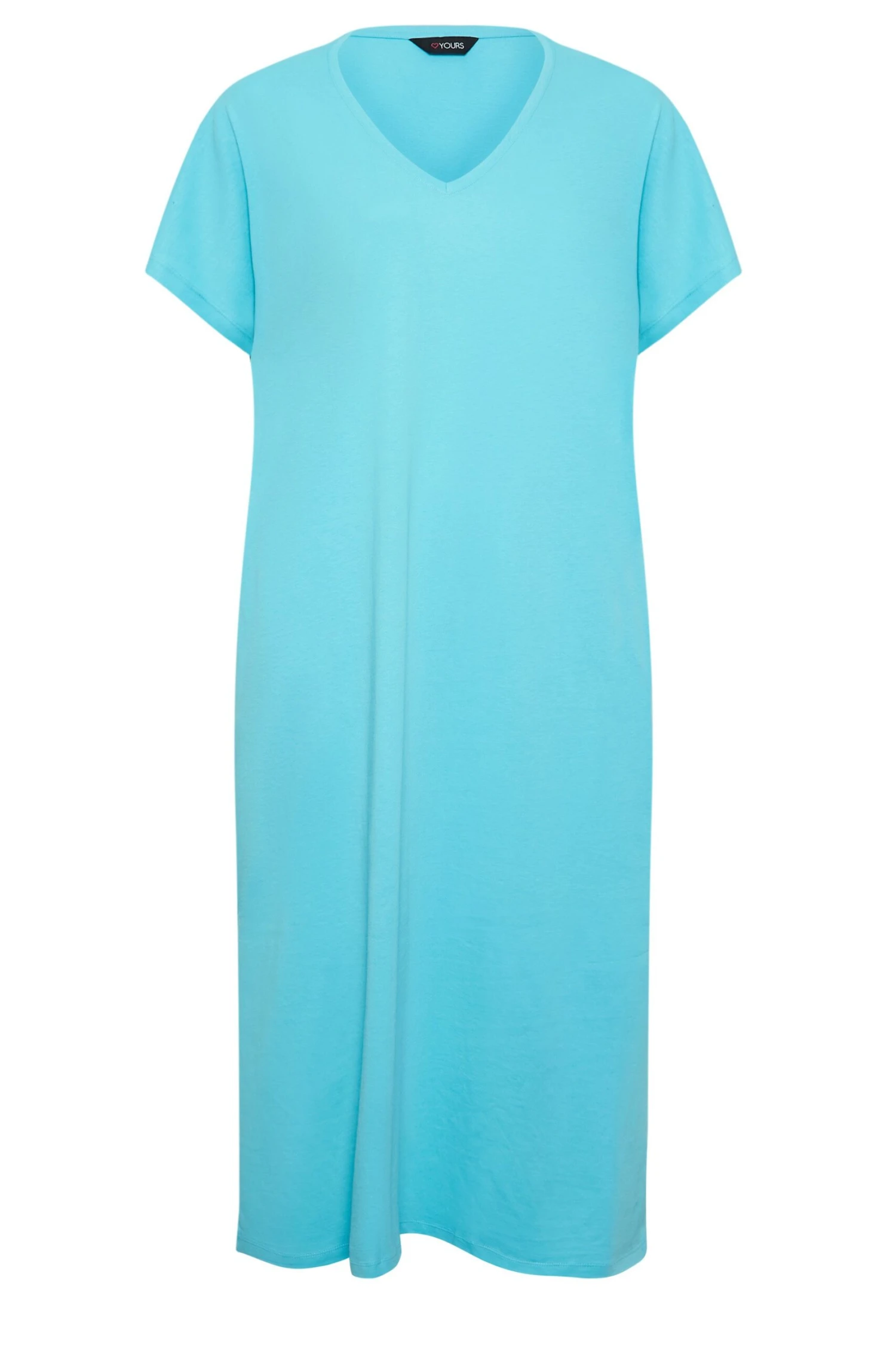 YOURS Curve Blue Side Split Midaxi T-Shirt Dress 7 YOURS Curve Blue Side Split Midaxi T-Shirt Dress - Image 5