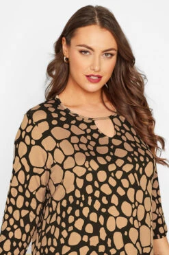 YOURS Curve Black & Beige Brown Animal Print Top -Plus Size Apparel Shop 8c9a04aa dfdc 45 320622 D