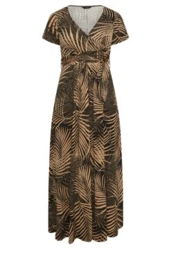 YOURS Curve Brown Leaf Print Wrap Dress -Plus Size Apparel Shop 8e5692ae df13 4a 301601 X