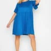 YOURS Curve Cobalt Blue Frill Sleeve Smock Dress -Plus Size Apparel Shop 8e6a7d27 31fd 49 301855 B