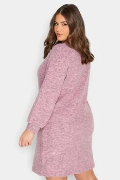 YOURS Curve Pink Marl Soft Touch Midi Dress -Plus Size Apparel Shop 8eb03a34 b01e 44 301740 C
