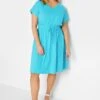 YOURS Curve Blue Cotton T-Shirt Dress -Plus Size Apparel Shop 8eef26e6 a303 46 137306 B