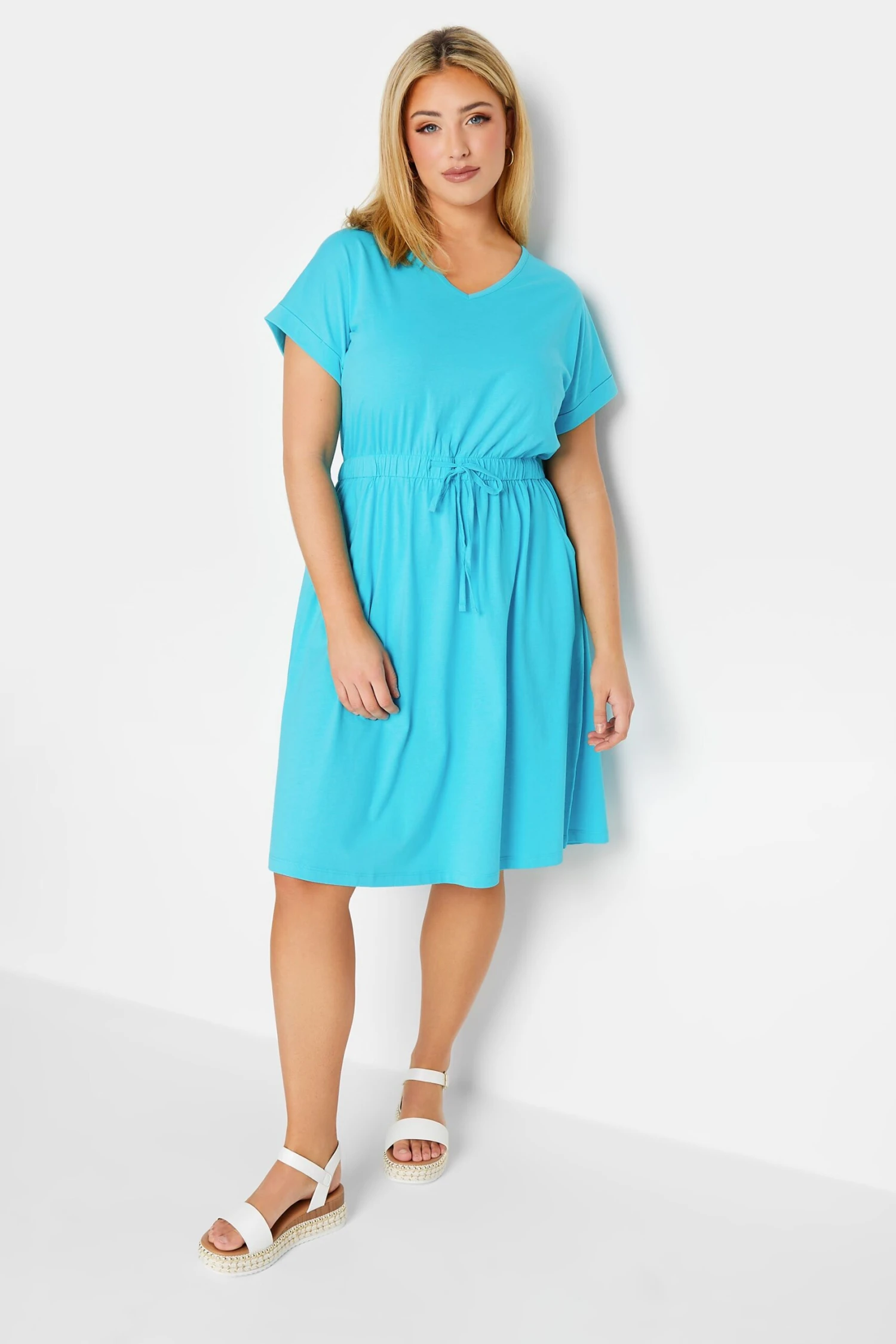 YOURS Curve Blue Cotton T-Shirt Dress 3 YOURS Curve Blue Cotton T-Shirt Dress