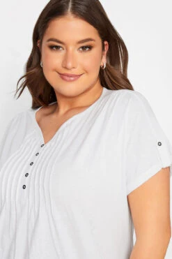 YOURS Curve White Henley T-Shirt -Plus Size Apparel Shop 8fa403a0 631b 43 320689 C
