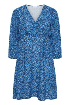 YOURS LONDON Curve Blue Leopard Print Wrap Dress -Plus Size Apparel Shop 904500d1 0b23 49 161731 X