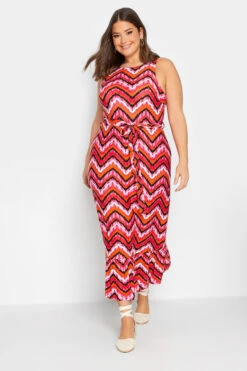 YOURS LONDON Curve Orange Geometric Print Tiered Maxi Dress