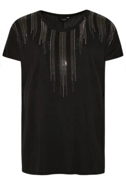 Curve Black Studded Neckline Top 12 Curve Black Studded Neckline Top -Plus Size Apparel Shop 908627f6 74b6 4a 320415 X