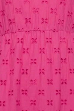 YOURS PETITE Curve Hot Pink Broderie Anglaise Strap Maxi Dress -Plus Size Apparel Shop 90c78622 5374 4f 174638 Y
