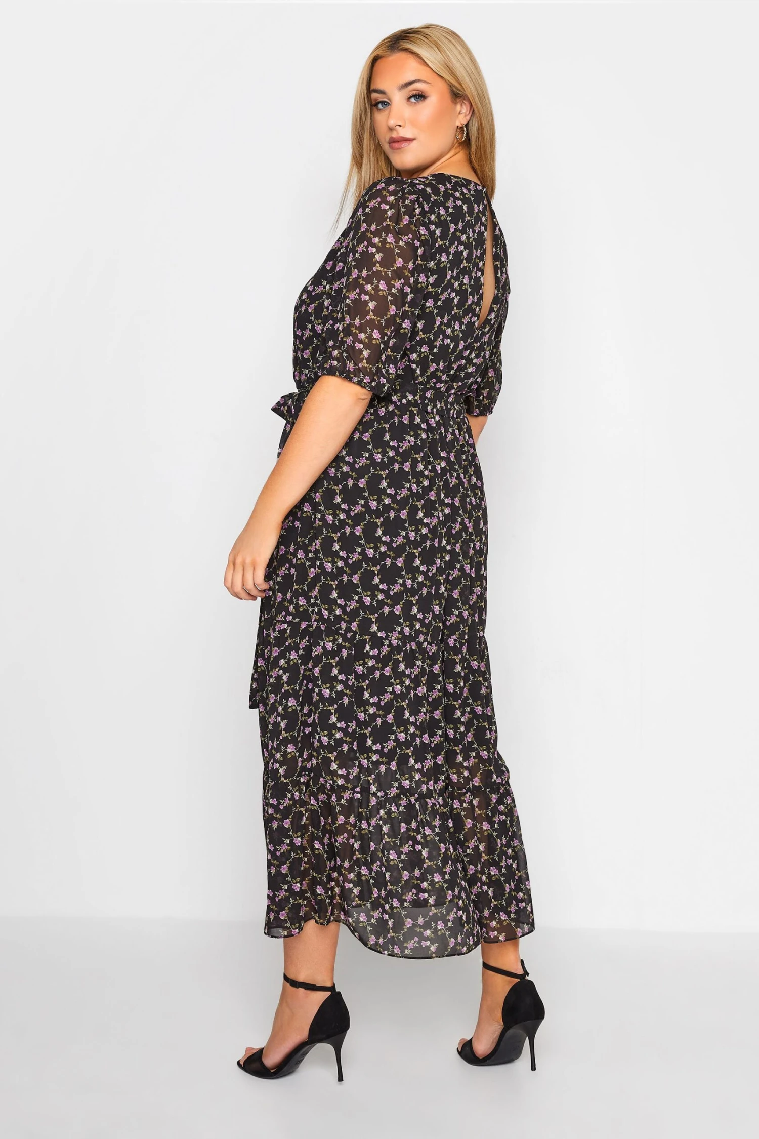 YOURS LONDON Curve Black Ditsy Smock Maxi Dress 4 YOURS LONDON Curve Black Ditsy Smock Maxi Dress - Image 2