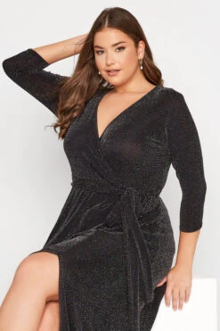 YOURS LONDON Curve Black & Rainbow Glitter Wrap Dress 10 YOURS LONDON Curve Black & Rainbow Glitter Wrap Dress -Plus Size Apparel Shop 91203bbf fed5 44 161641 D