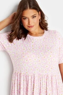 YOURS Curve Light Pink Daisy Print Smock Dress -Plus Size Apparel Shop 912833bb 6910 45 137397 D