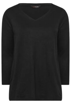 YOURS Curve Black Long Sleeve Essential T-Shirt -Plus Size Apparel Shop 91ef1b31 5475 41 320548 X