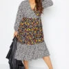 LIMITED COLLECTION Curve Black Contrast Dalmatian Floral Wrap Dress 1 LIMITED COLLECTION Curve Black Contrast Dalmatian Floral Wrap Dress -Plus Size Apparel Shop 91f2bb4b 0f78 48 214898 B