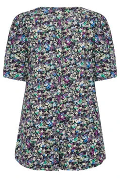 YOURS Curve Black Floral Pleat Front Swing Top -Plus Size Apparel Shop 924b2c07 669d 40 302168 Y