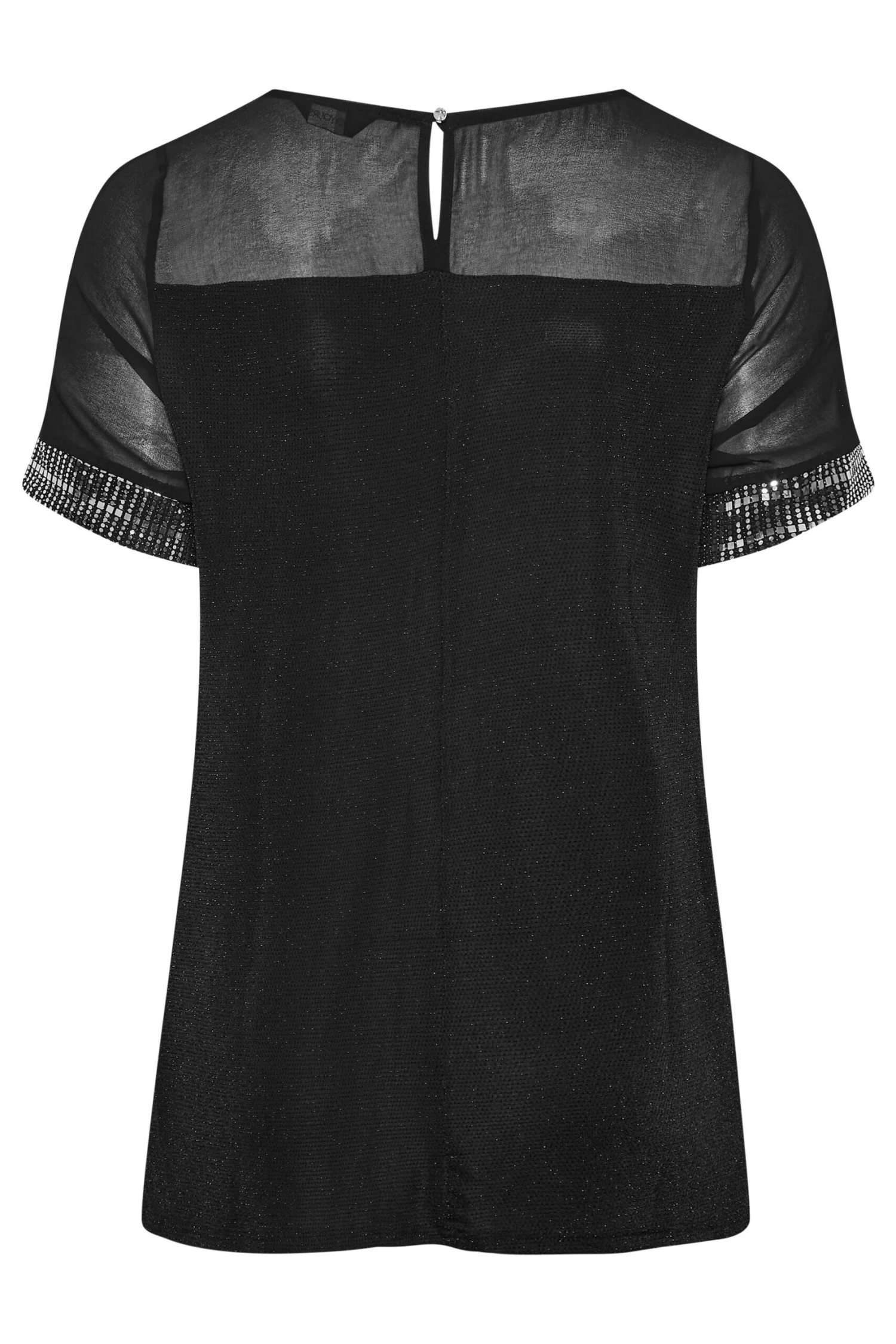 YOURS Curve Black Chiffon Sequin Top 8 YOURS Curve Black Chiffon Sequin Top - Image 6