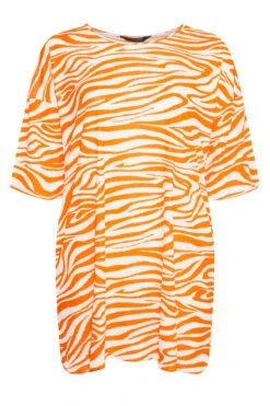 YOURS Curve Orange Zebra Print Oversized T-Shirt -Plus Size Apparel Shop 952d4285 6abb 4c 320238 X