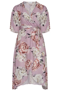 YOURS LONDON Curve Pink Floral Print Midi Wrap Dress -Plus Size Apparel Shop 95d2710b a0df 4a 161259 F