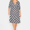 YOURS PETITE Curve Black & White Stripe Wrap Dress -Plus Size Apparel Shop 96b261ad c749 43 174605 B