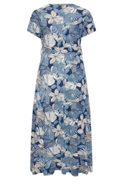 YOURS Curve Blue Leaf Print Wrap Dress 13 YOURS Curve Blue Leaf Print Wrap Dress -Plus Size Apparel Shop 98582b8b dea1 46 301607 Y
