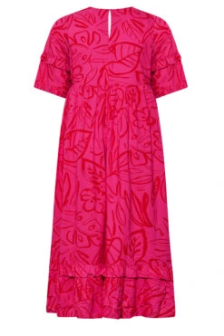 YOURS Curve Pink Leaf Print Maxi Dress -Plus Size Apparel Shop 98ab5165 4d55 44 173945 Y