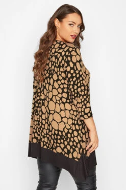 YOURS Curve Black & Beige Brown Animal Print Top -Plus Size Apparel Shop 98c984e6 d066 4a 320622 C