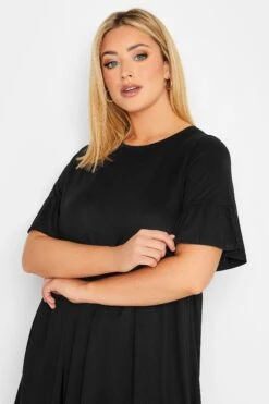 YOURS Curve Black Frill Sleeve Smock Dress -Plus Size Apparel Shop 9905f7ac b928 48 301854 D