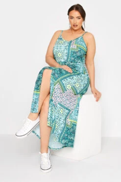 LIMITED COLLECTION Curve Blue Tile Print Side Split Midaxi Sundress 10 LIMITED COLLECTION Curve Blue Tile Print Side Split Midaxi Sundress -Plus Size Apparel Shop 994d1a5a 2492 4b 214927 DR
