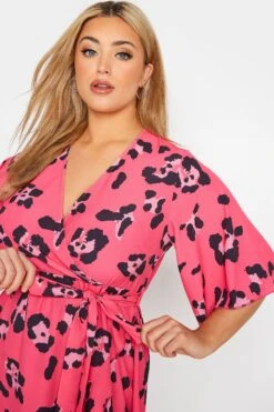 YOURS LONDON Curve Bright Pink Leopard Print Midi Wrap Dress 10 YOURS LONDON Curve Bright Pink Leopard Print Midi Wrap Dress -Plus Size Apparel Shop 9988a5e3 234f 41 161388 D