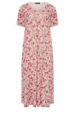 YOURS Curve Pink Floral Pleat Front Maxi Dress -Plus Size Apparel Shop 9a16d89c 369d 43 137278 X