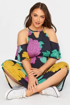 YOURS Curve Black Floral Cold Shoulder Dress -Plus Size Apparel Shop 9a710fdf ac9d 41 300800 D
